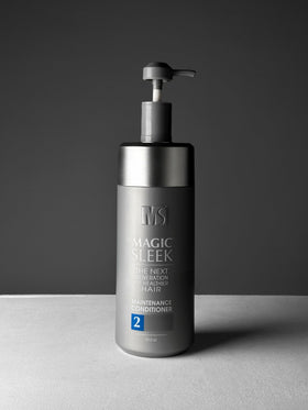 MagicSleek creamy conditioner texture poured to show rich hydration and spreadability