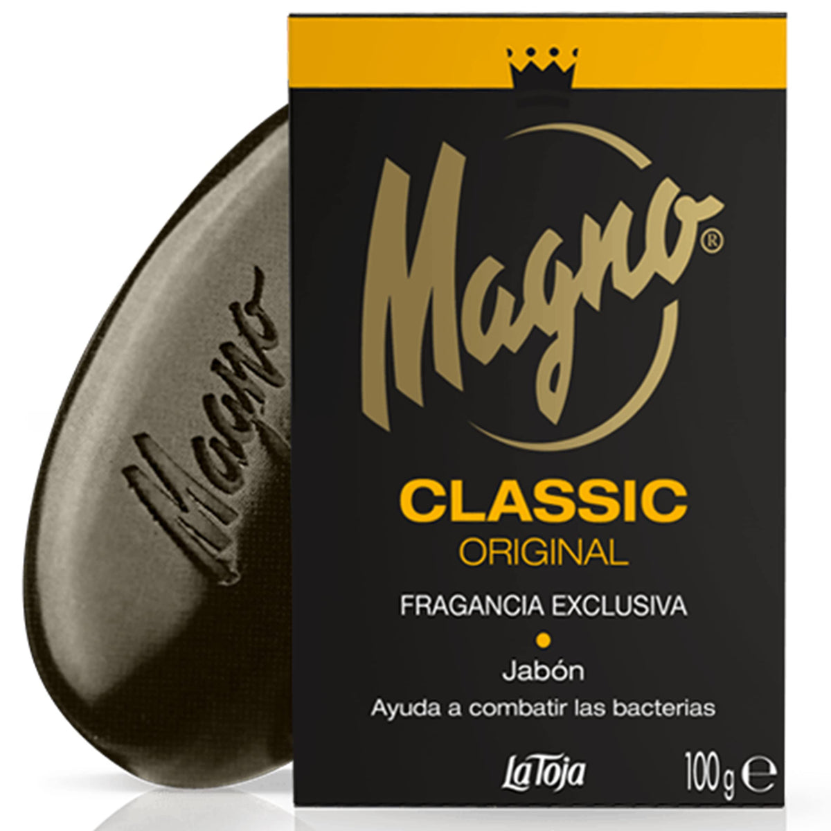 Magno Classic Black single bar detail highlighting texture and lasting firmness benefit
