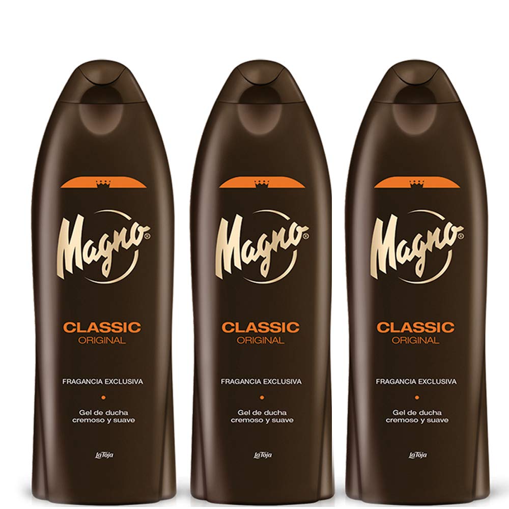 Magno front packaging three bottles showing product identity and Spanish origin benefit
