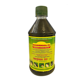 Mahabhringaraj Oil front packaging showing bottle and label, clear product identity and benefits