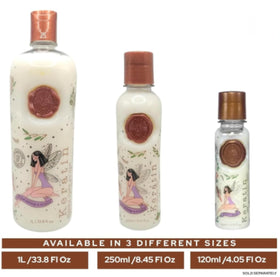MAIKE AMOUR bottle held to show 120 ml scale and portability