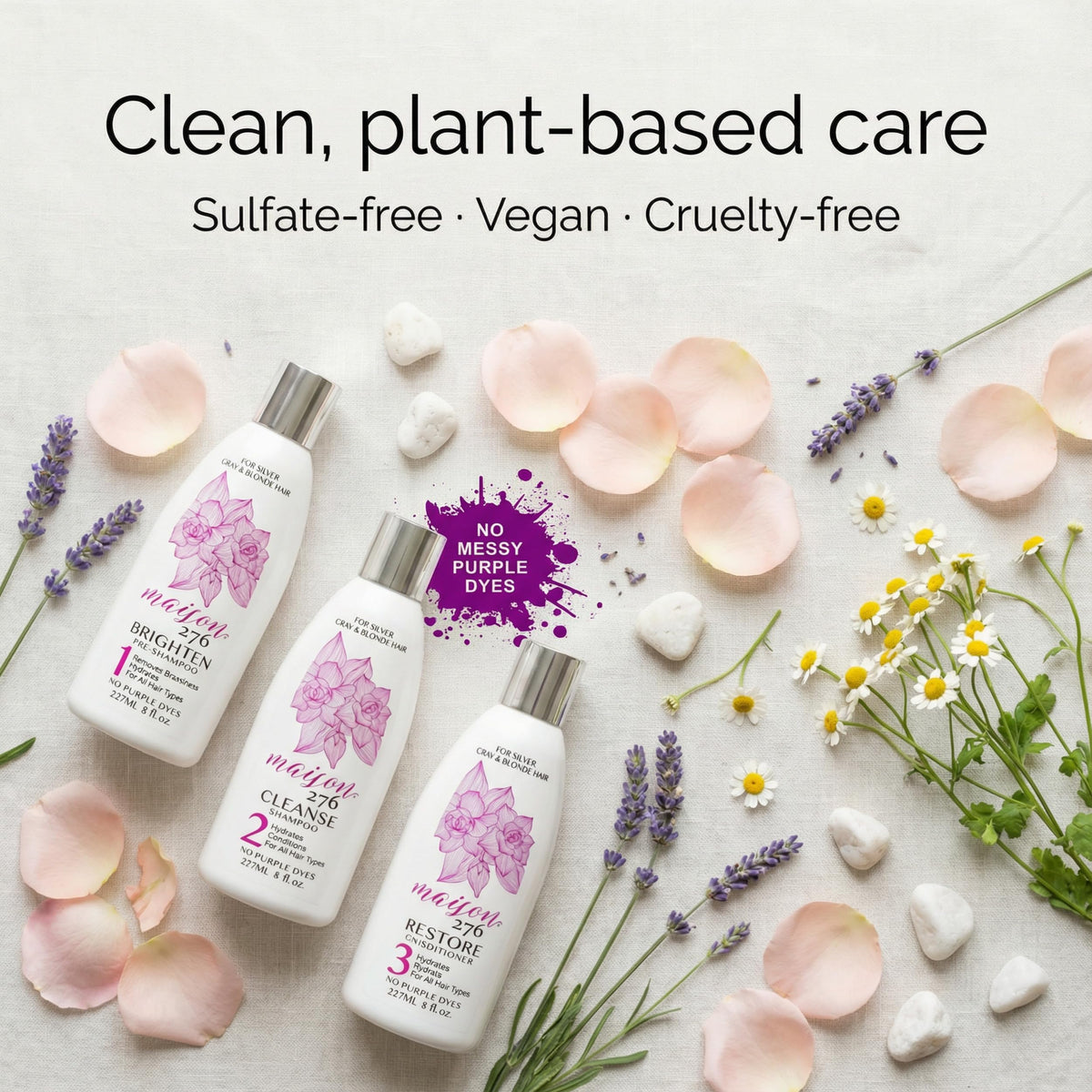 Maison 276 product label showing key botanical ingredients and claims