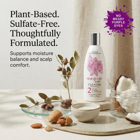 Maison 276 hydrate being applied to grey hair in shower, demonstrates gentle cleansing benefit