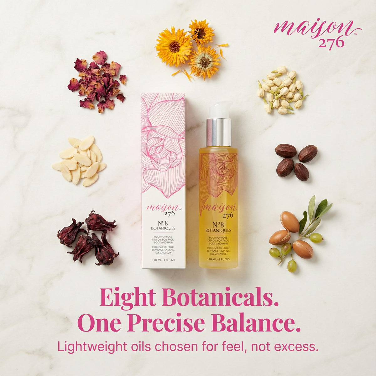 Maison 276 bottle staged in a bathroom routine for easy daily use