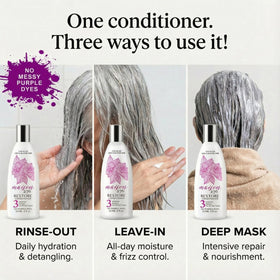 Maison 276 applied to damp grey hair in shower, illustrating improved combability and slip