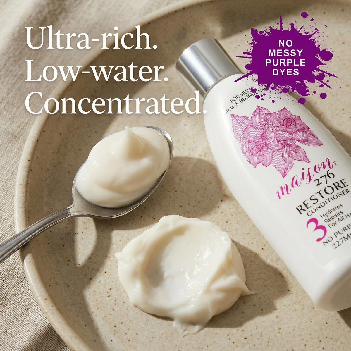 Maison 276 creamy low-water texture close-up, showing concentrated formula for deeper moisture