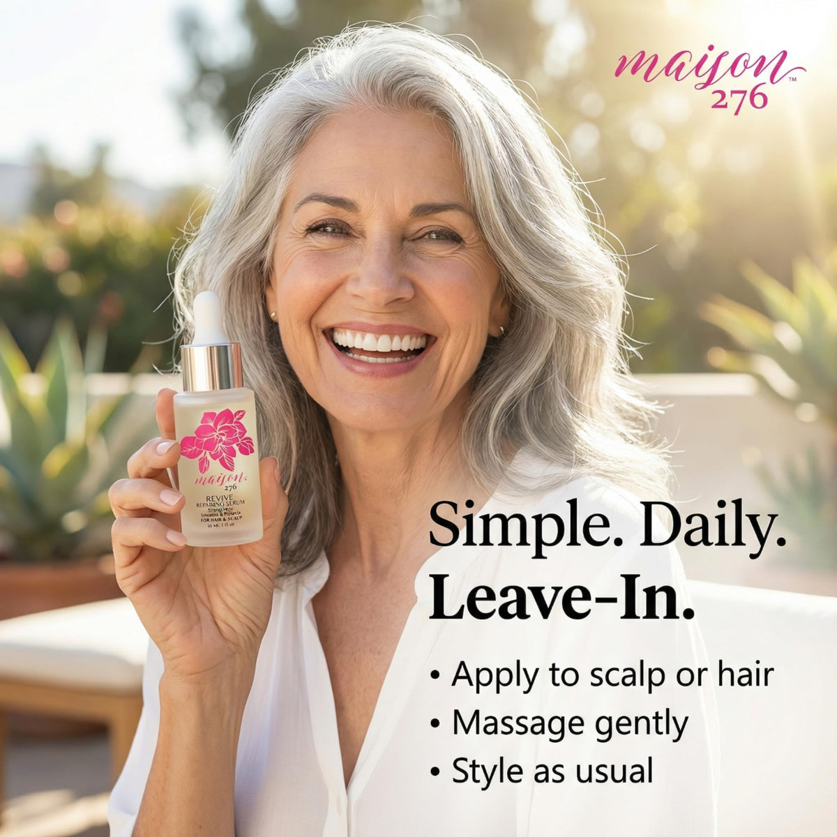 Maison 276 before-and-after hair showing improved shine and smoother appearance