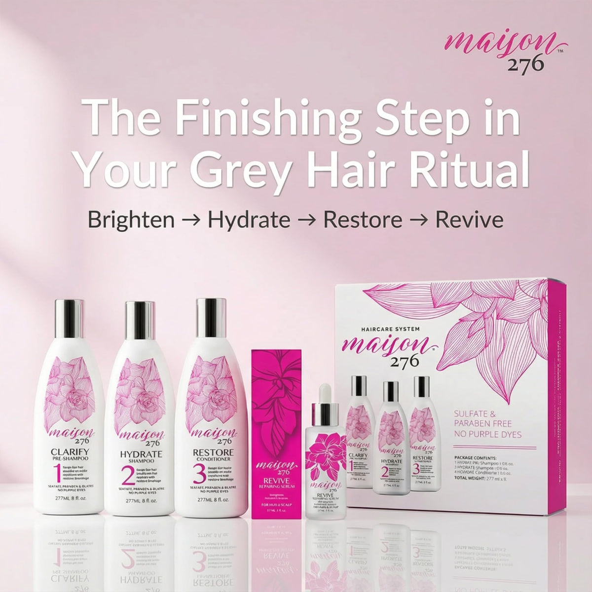 Maison 276 product label highlighting clean ingredients for gentle daily care