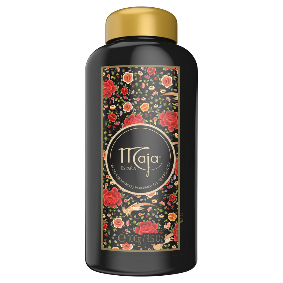 Maja front packaging showing 100 g talc with clear brand visibility and convenient size