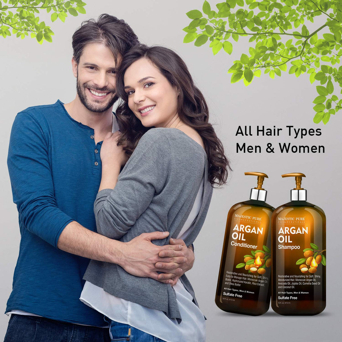 Majestic Pure argan oil texture drop illustrating moisturizing properties for shine