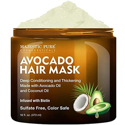 Majestic Pure jar front view showing avocado and coconut benefits