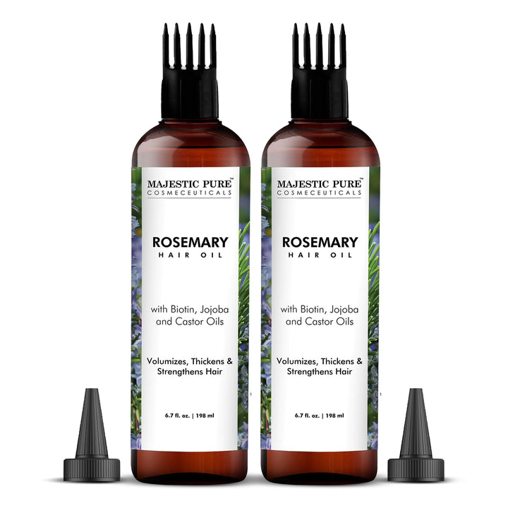 Majestic Pure front packaging showing nourishing rosemary oil and benefits