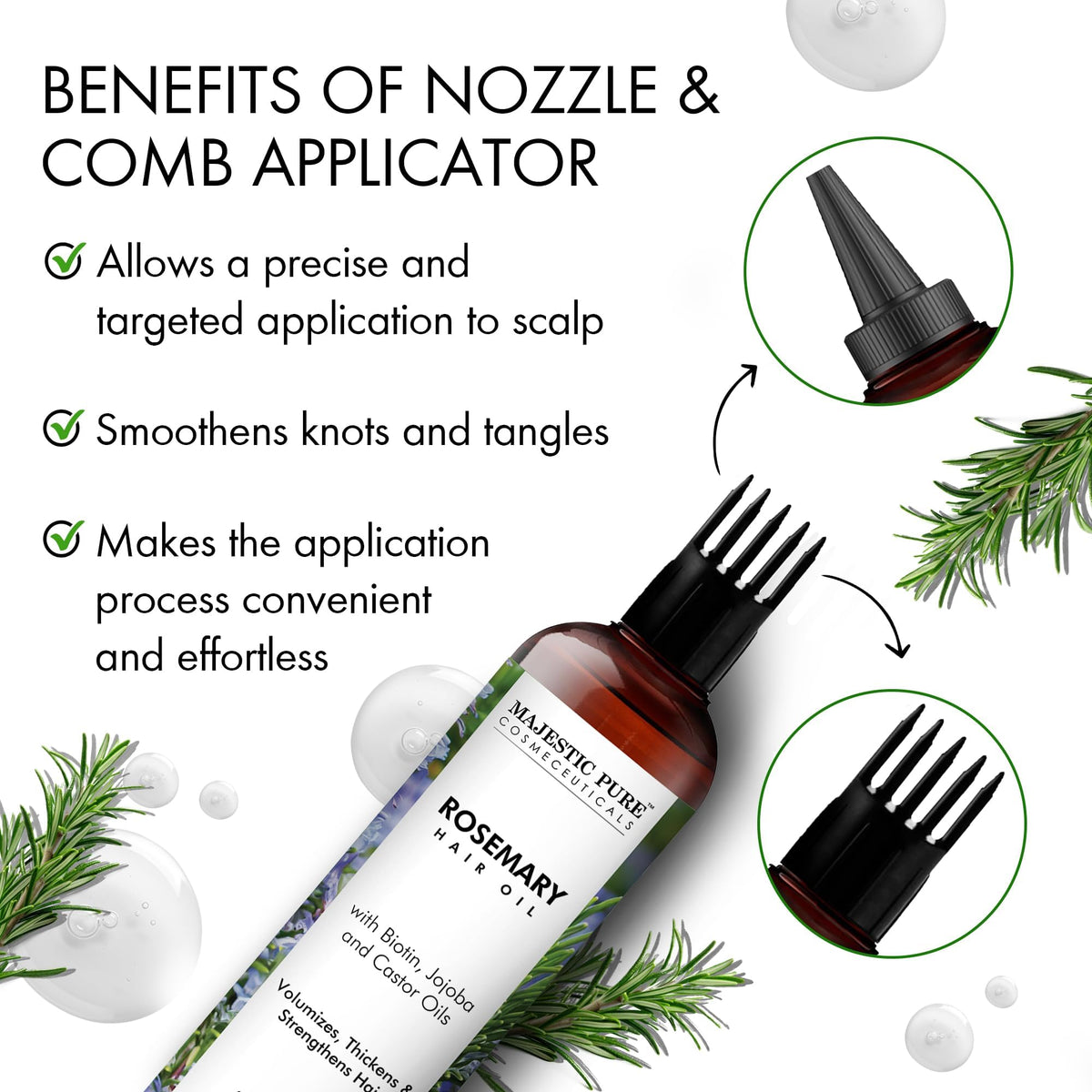 Majestic Pure oil poured into hand demonstrating easy application benefit