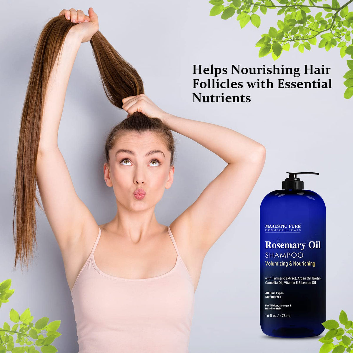 Majestic Pure shampoo lathering foam illustrating gentle cleansing