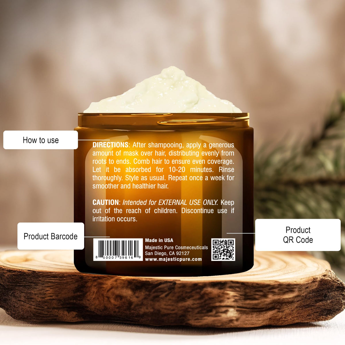 Majestic Pure jar in hand demonstrating 16 fl oz size