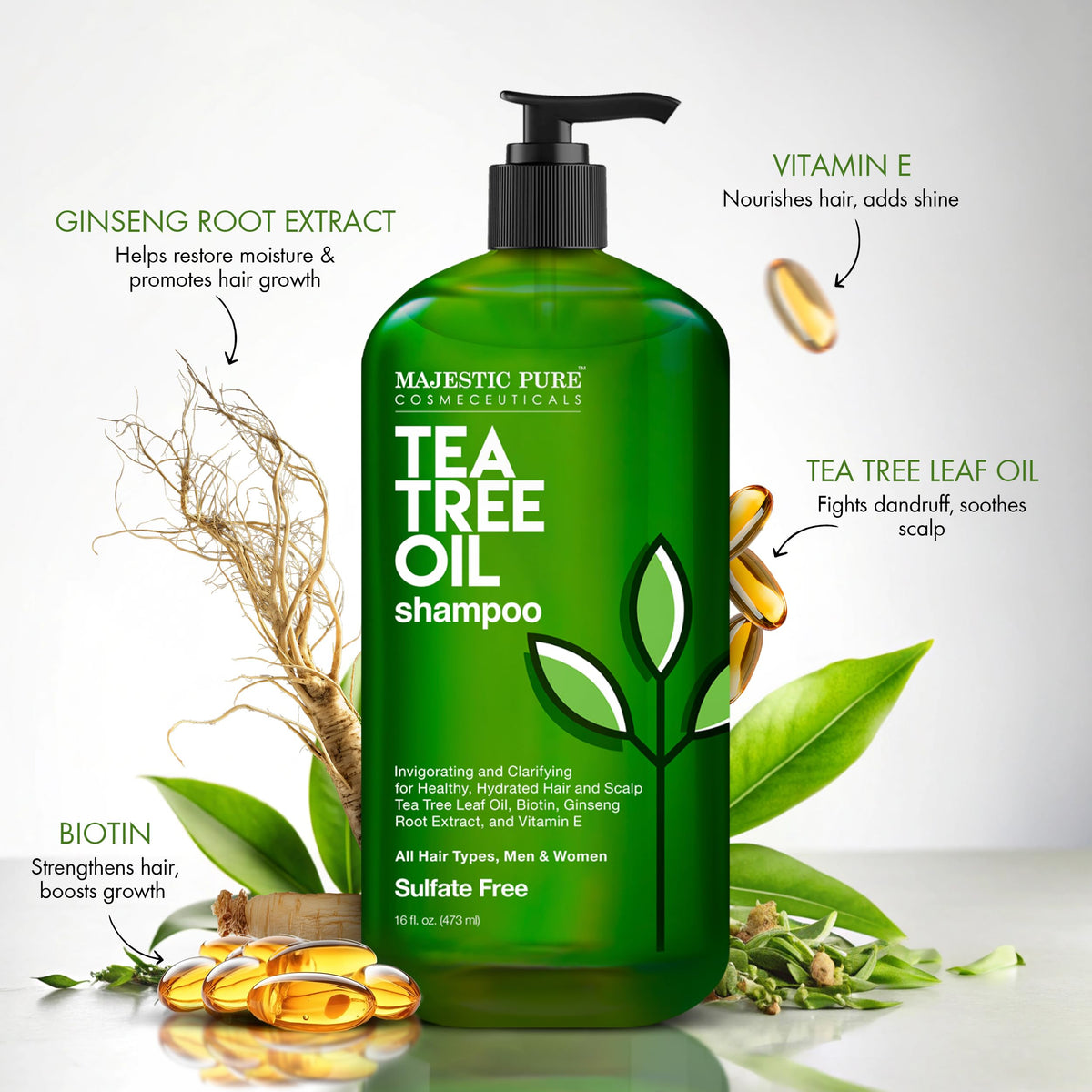 Majestic Pure shampoo pump detail highlighting easy-dispense convenience
