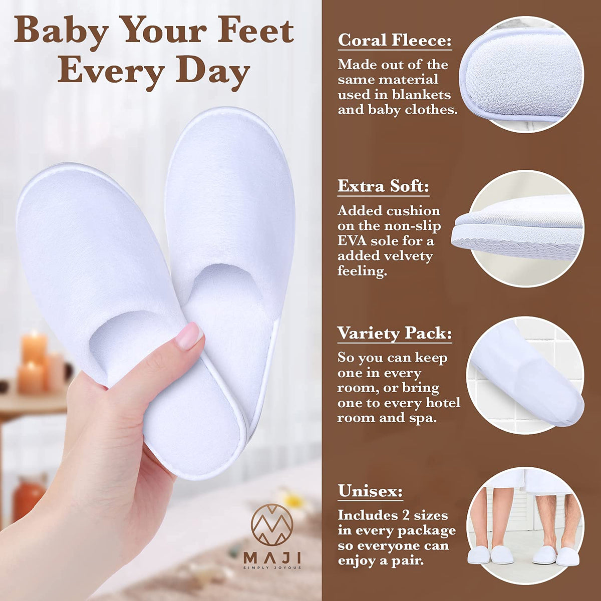 MAJI SIMPLY JOYOUS travel pouch with slippers for easy transport