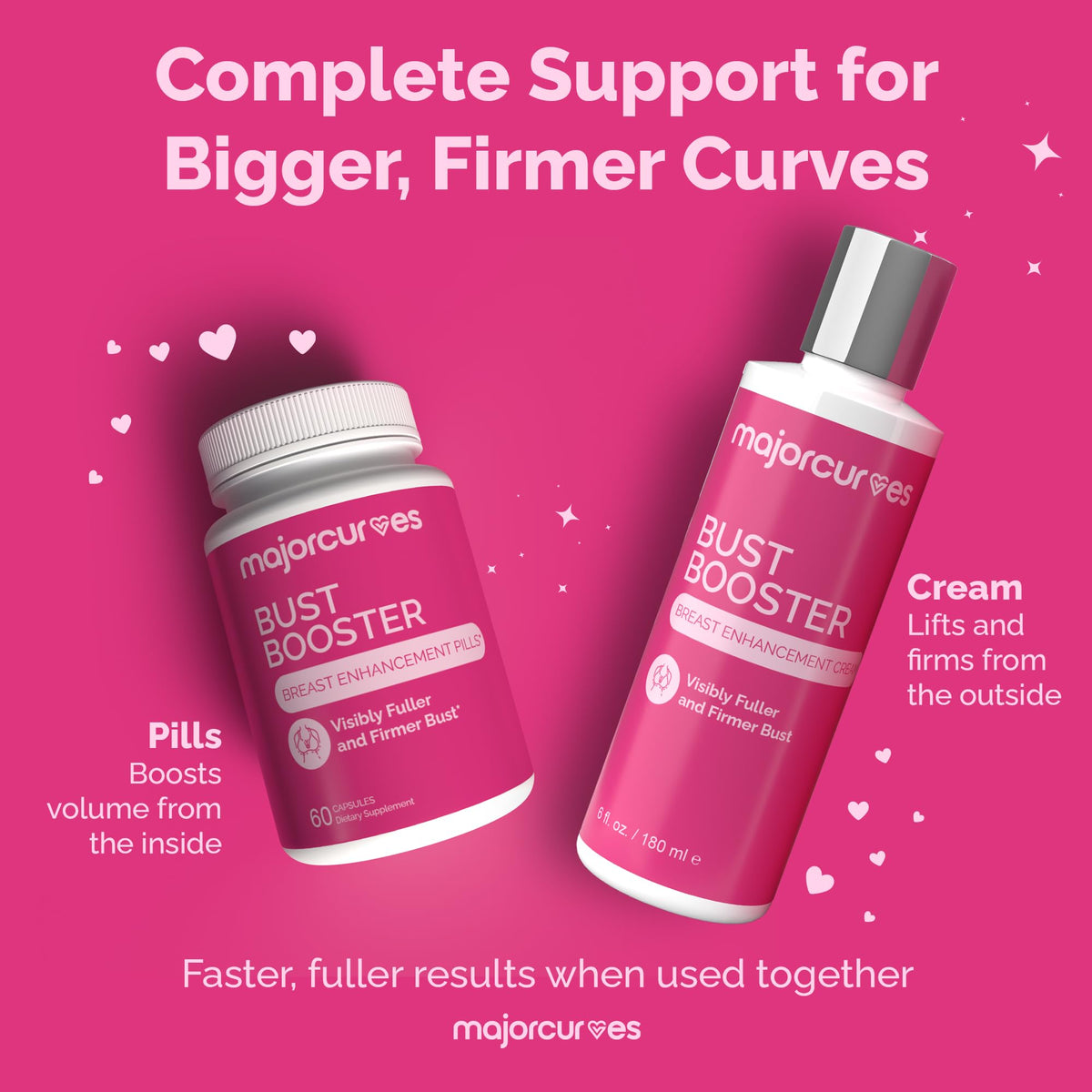 Major Curves before and after illustration showing improved bust shape