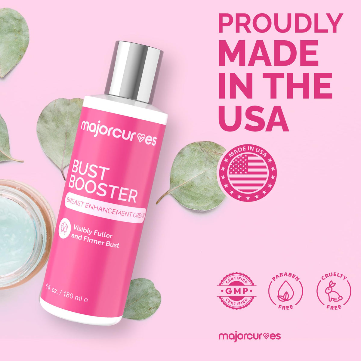 Major Curves jar on vanity in lifestyle shot suggesting daily routine benefit