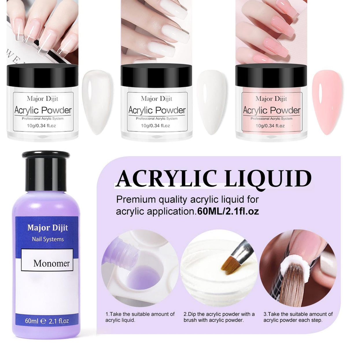 Major Dijit brush and nail forms detail showing control for accurate sculpting