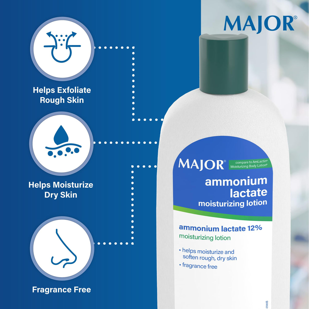 Major bottle label detail highlighting lactic acid 12 percent formulation
