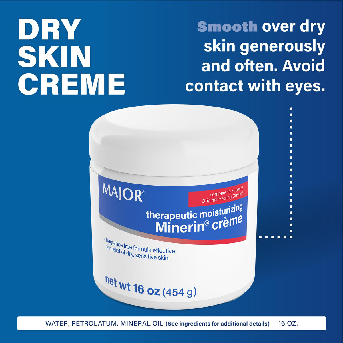 MAJOR applying crème to hand demonstrating soothing hydration for dry skin