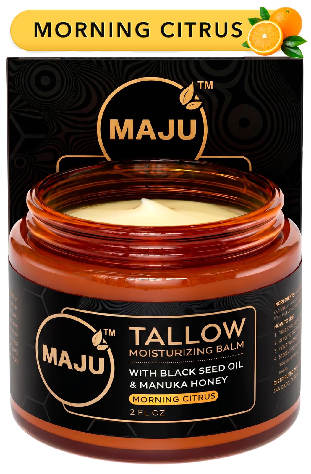 MAJU jar front view showing label and clean citrus design for clear product recognition