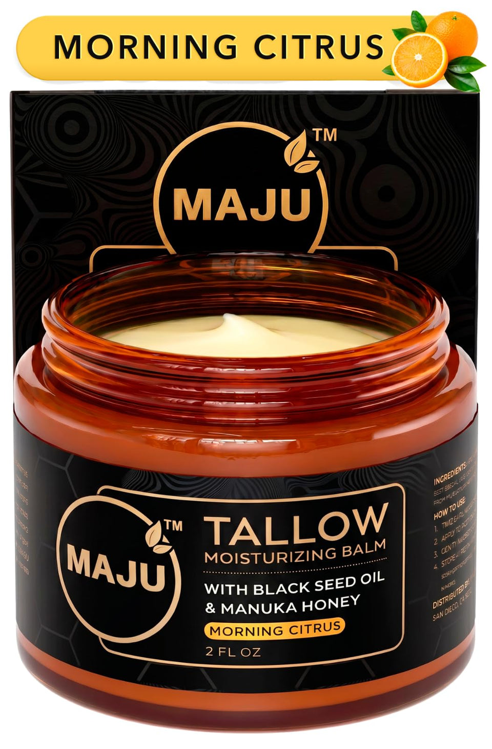 MAJU jar front view showing label and clean citrus design for clear product recognition