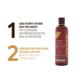 makari applying glycerin on forearm showing smoothing and moisturizing benefit