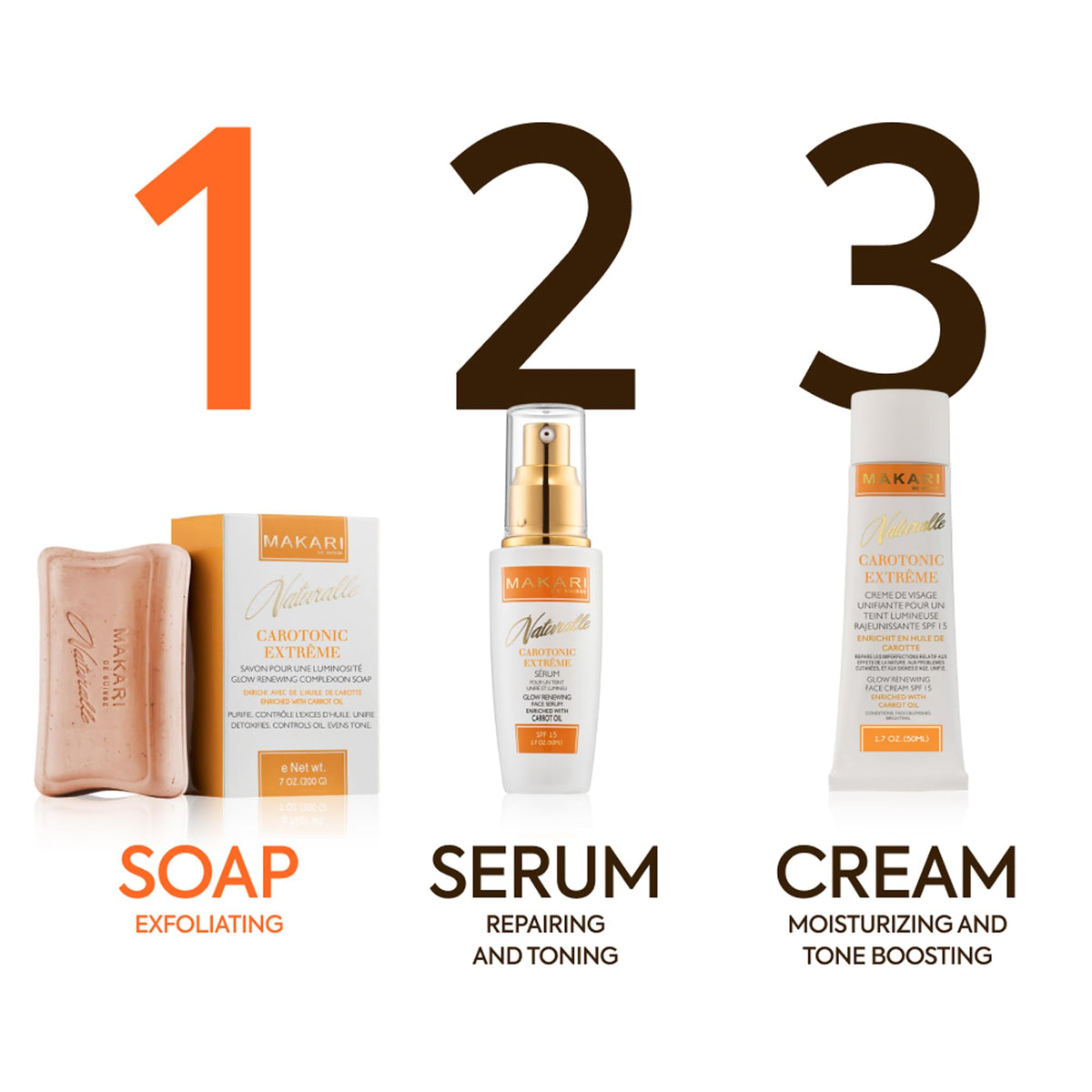 MAKARI cleansing bar in hand showing true size and convenient handling benefit