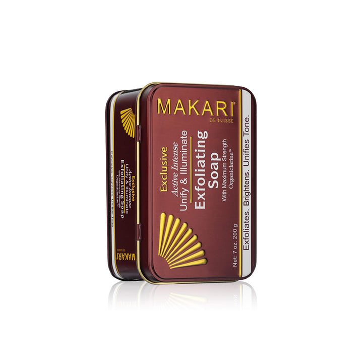 MAKARI brightening bar front packaging showing product and benefits