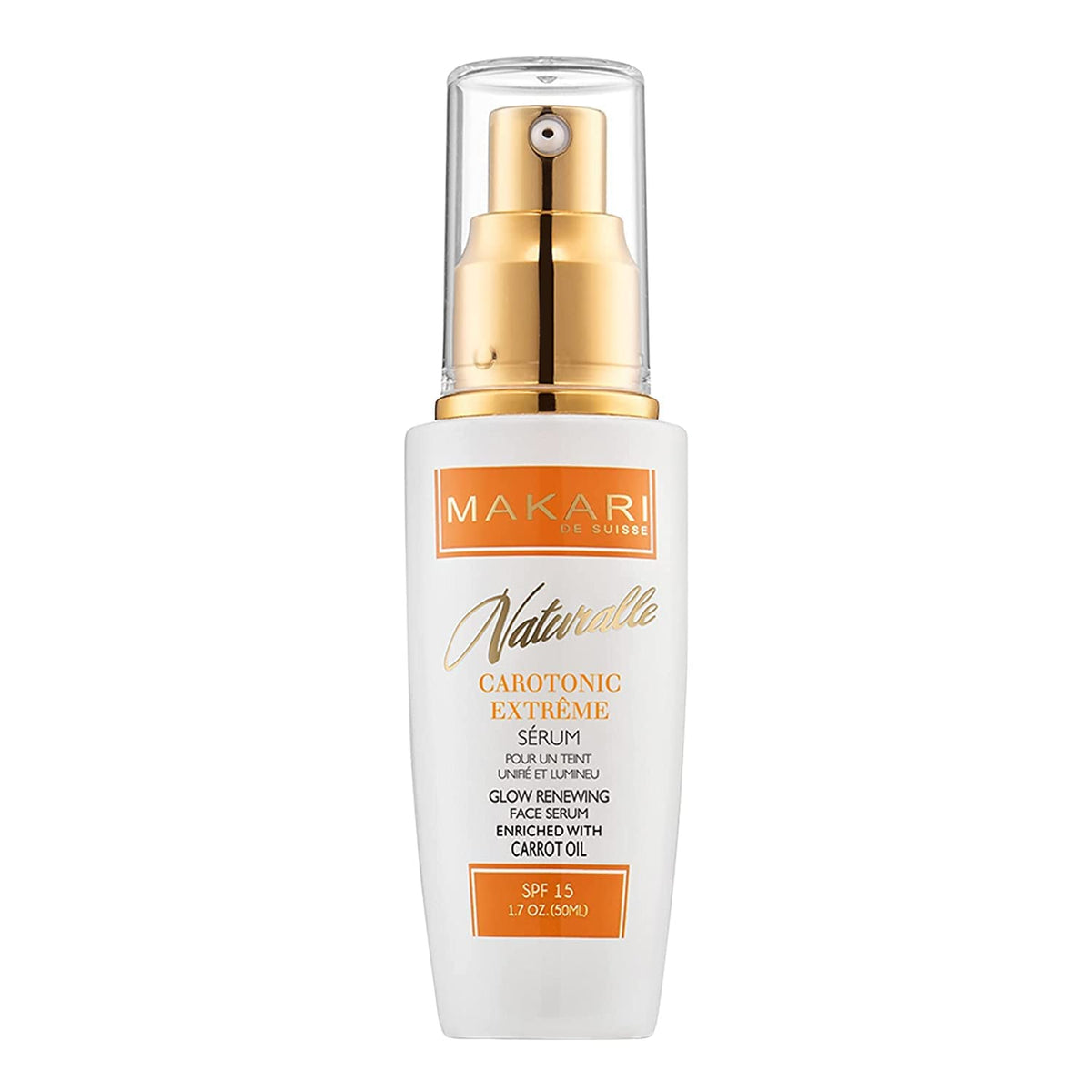MAKARI front packaging showing brightening serum and benefit of even tone