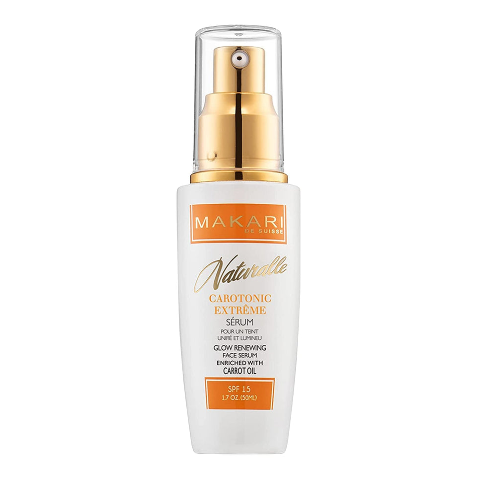MAKARI front packaging showing brightening serum and benefit of even tone
