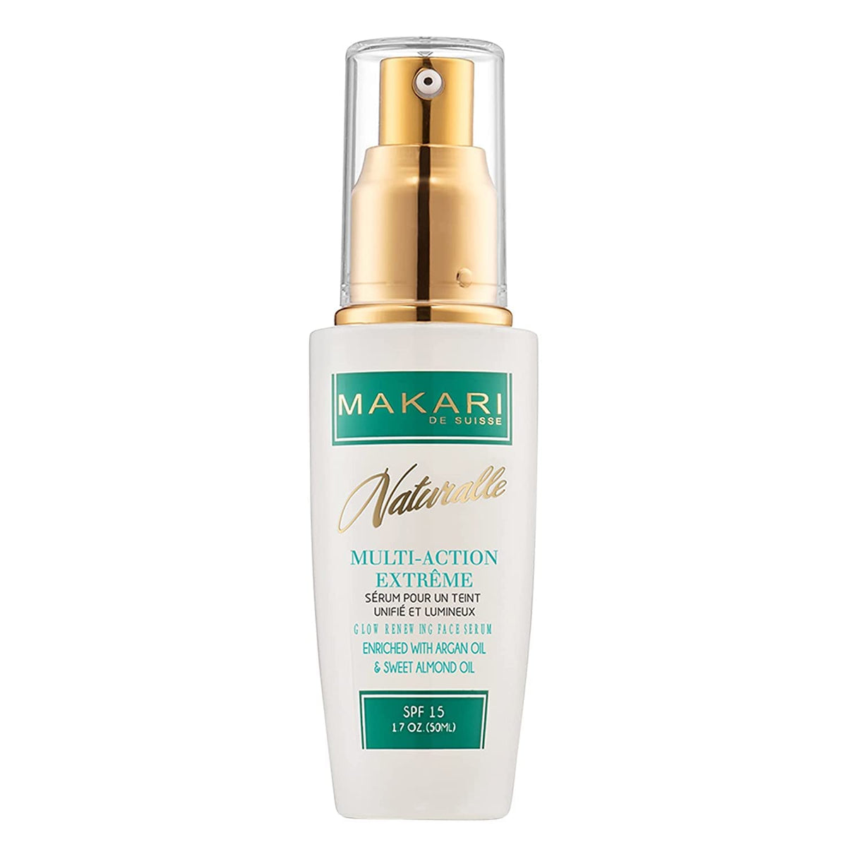 MAKARI front packaging showing 1.7 oz bottle and benefits