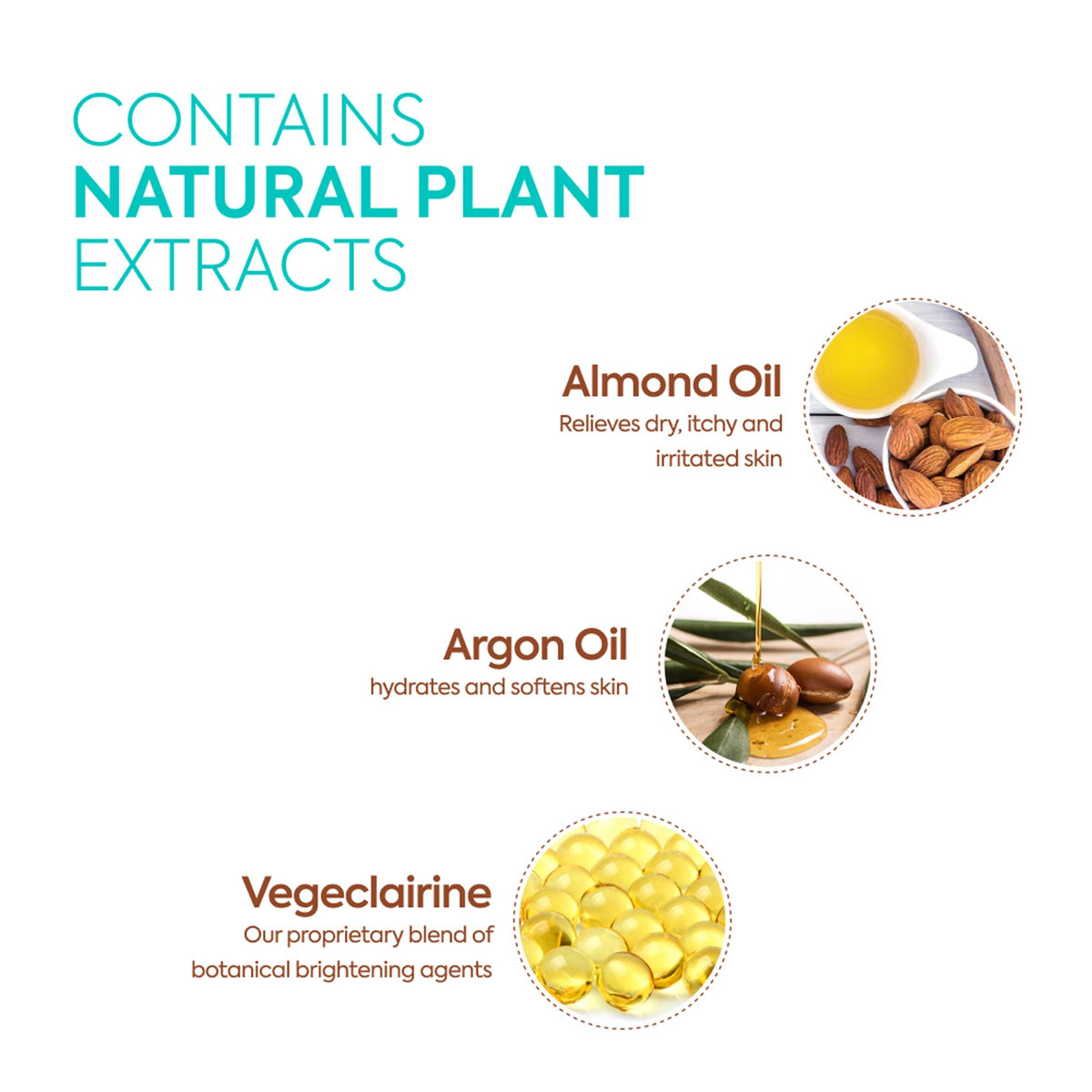MAKARI botanical oils composition showing argan and almond nourishing benefits