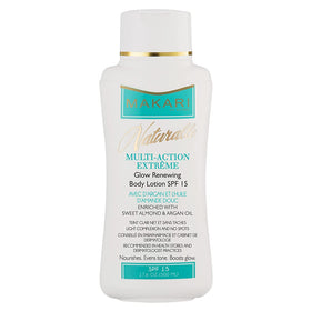 MAKARI front packaging showing full-size lotion and clear labeling benefits