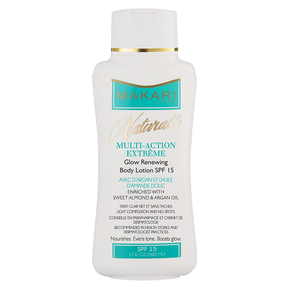 MAKARI front packaging showing full-size lotion and clear labeling benefits