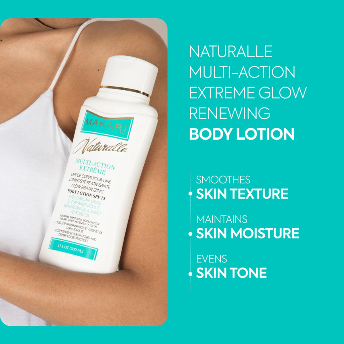 MAKARI pump dispensing lotion illustrating easy, controlled application