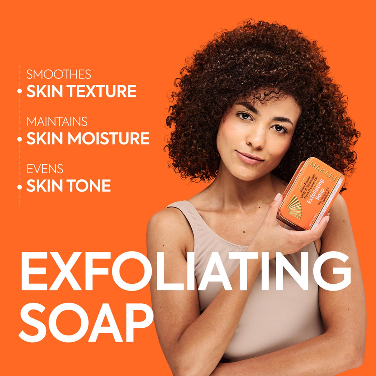 MAKARI soap bar side profile displaying thickness and smooth edges for easy grip