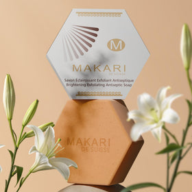 MAKARI soap placed on bathroom counter conveying daily routine convenience