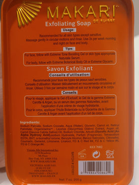 MAKARI soap lathered in hand demonstrating gentle exfoliation and rinsing benefit