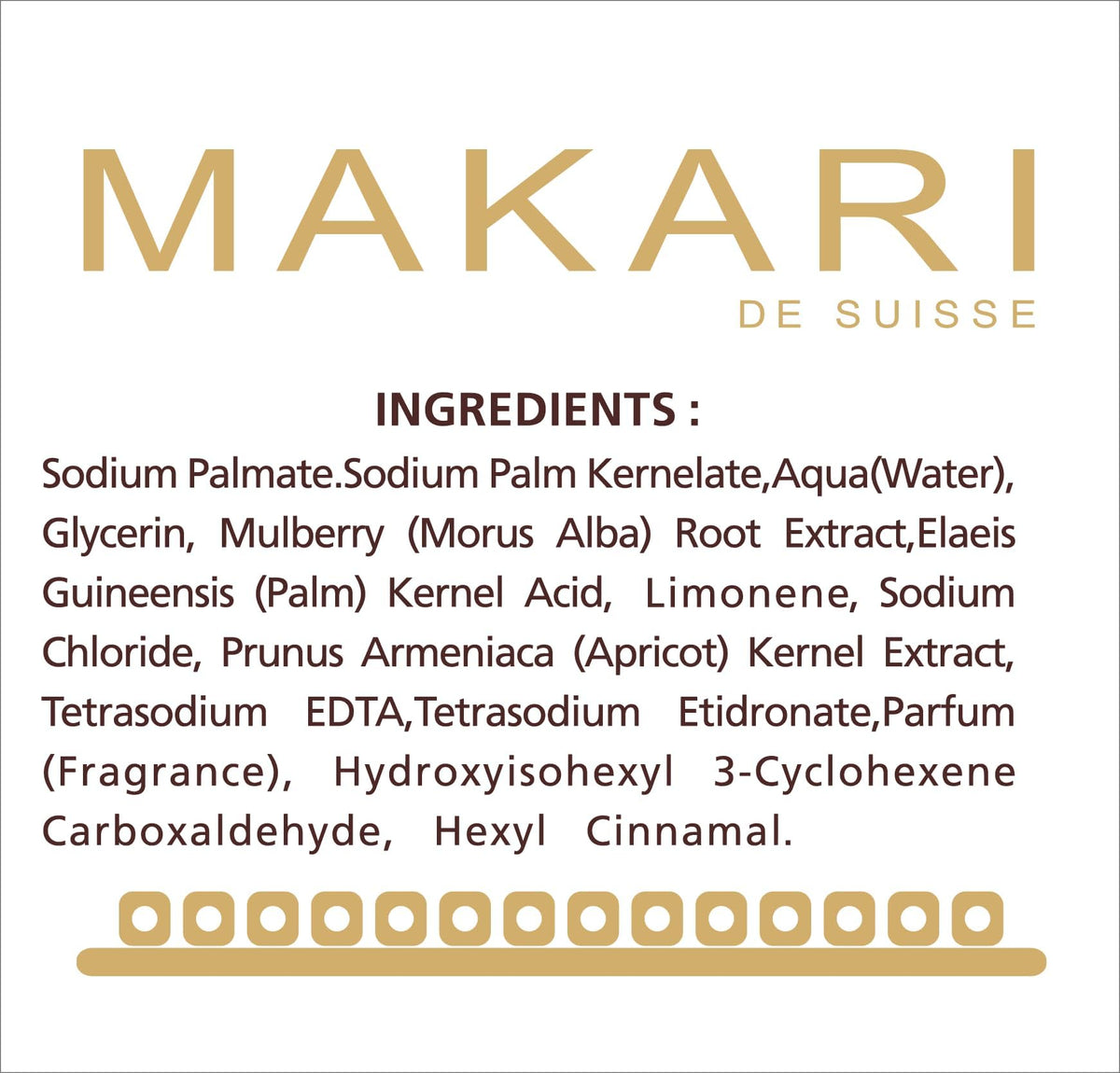 MAKARI soap held in hand for size and portability to support travel use