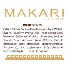 MAKARI soap held in hand for size and portability to support travel use