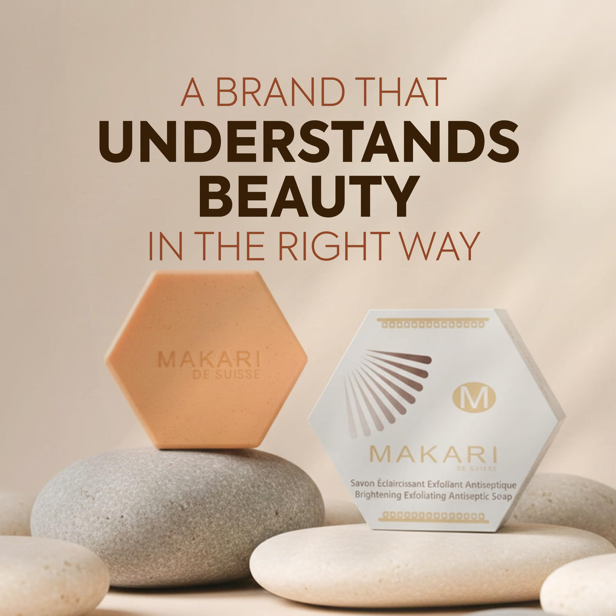 MAKARI soap rinsing under water to show easy removal of impurities