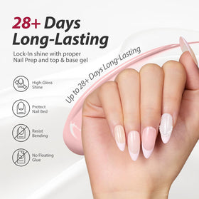 Makartt bridal manicure lifestyle shot showing soft nude look for events