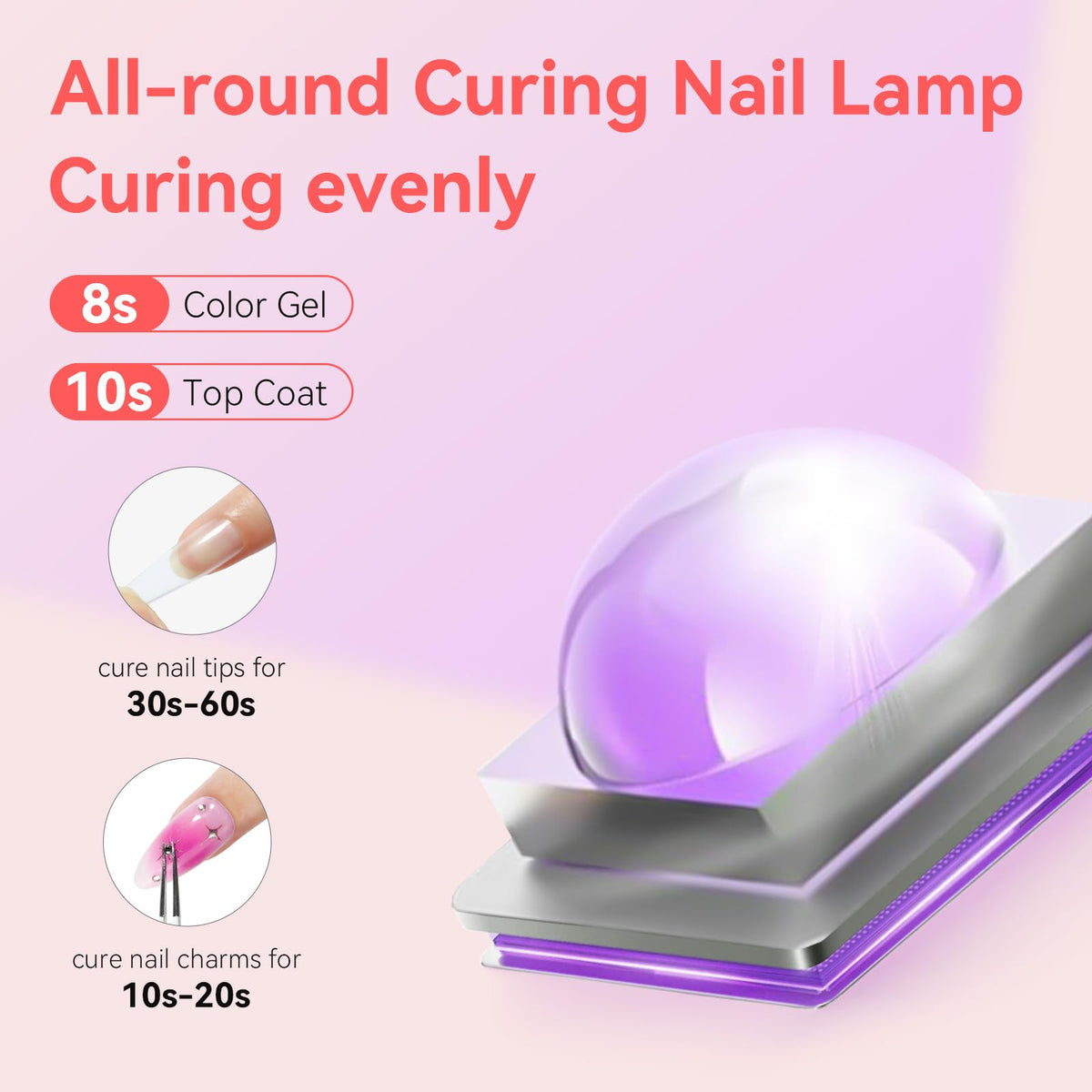 Makartt curing a nail demonstrating even LED cure for gel polish