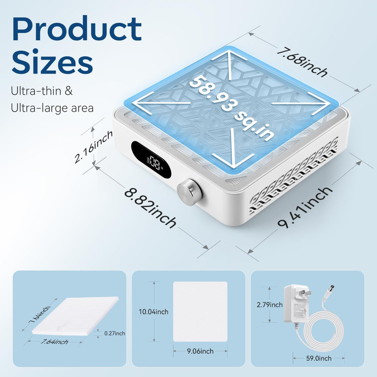 Makartt Daccal next to a ruler for size scale, compact footprint fits small stations