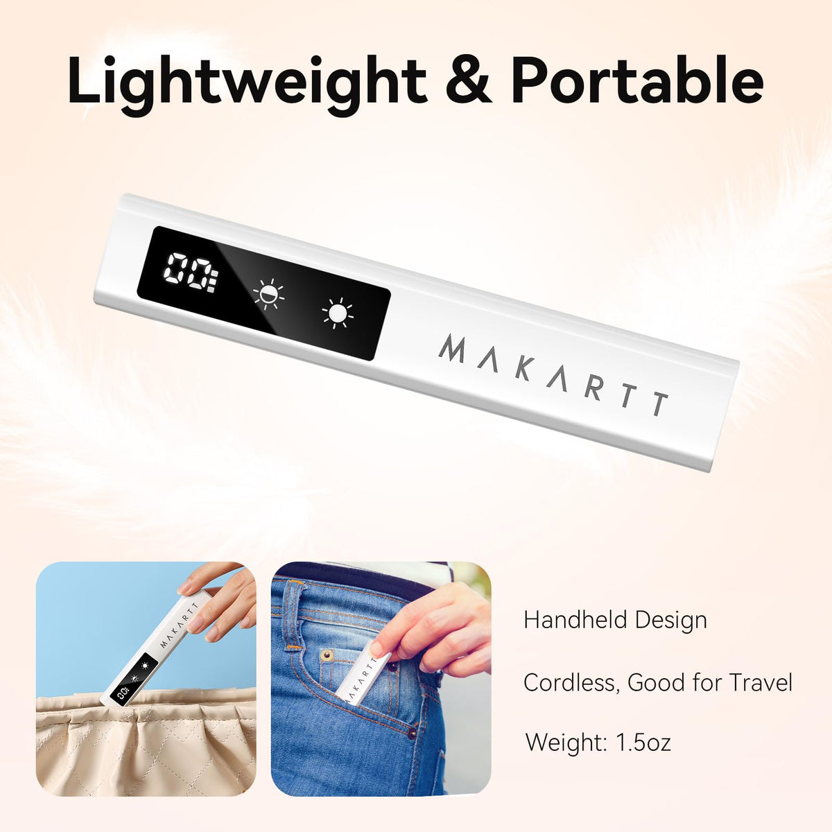 Makartt painless mode button detail showing heat-reduce option for comfort