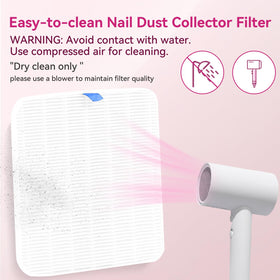 Makartt filter being dried with hair dryer showing easy cleaning