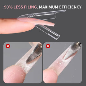 Makartt forms fitted on natural nail demonstrating controlled gel shaping
